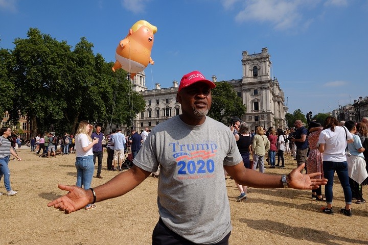 Augustine Chukwuma Obodo leads pro-Trump protest in London