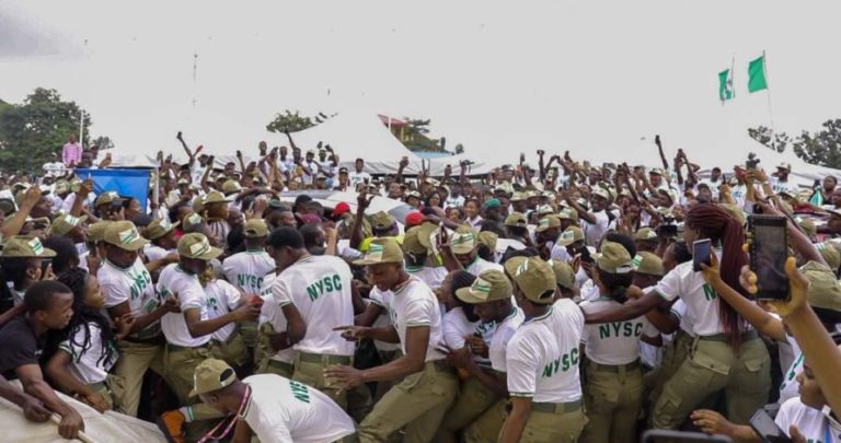Pandemonium as Davido is sworn-in at Lagos NYSC camp