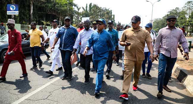 PDP Protests At INEC Office, Demands Release Of Original Election Results