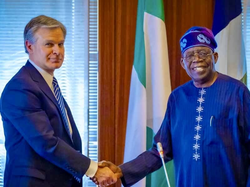 Tinubu and FBI Director Meet, Forge Unstoppable Alliance to Crush Terrorism and Cybercrime in Nigeria!