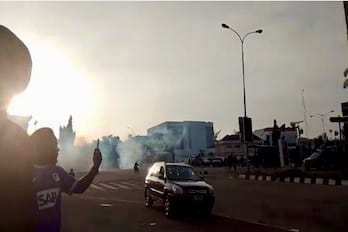 Police Tear Gas #ReleaseNnamdiKanuNow Abuja Protesters